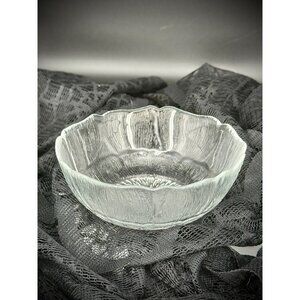 Vintage Arcoroc Fleur Glass Bowl – Pressed Glass Fruit or Dessert Bowl, Petal De